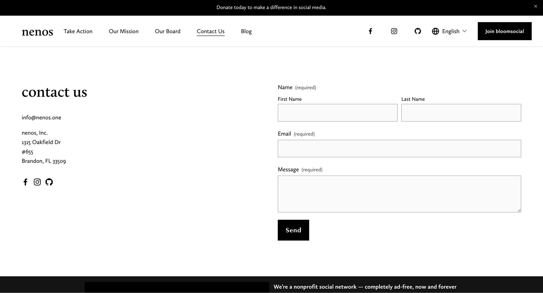 Old Contact Us page